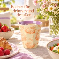 Melamin Becher 250ml 9x9cm Creme Vanille facettierter Alltagsbecher