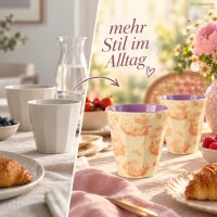 Melamin Becher 250ml 9x9cm Creme Vanille facettierter Alltagsbecher