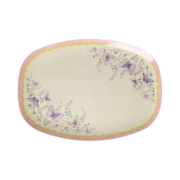 Rice Melamin Teller Rechteckig - Spreize deien Flügel Motiv Creme 30 x 22 cm