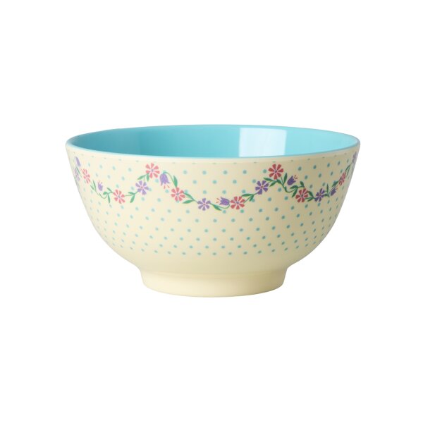 Rice Melamin Schüssel - Dots and Flowersl Motiv Creme 700ml