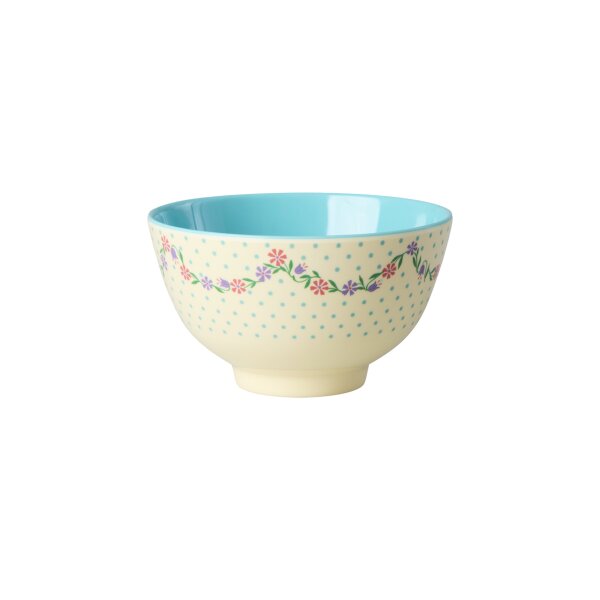 Rice Melamin Schüssel - Dots and Flowers Motiv Creme 300ml