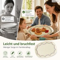 Rechteckige Servierplatte Melamin 30x22 cm Creme off-white floral
