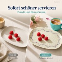 Rechteckige Servierplatte Melamin 30x22 cm Creme off-white floral