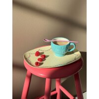 Rice Melamin Teller Rechteckig - Dots and Flowers Motiv Creme 30 x 22 cm