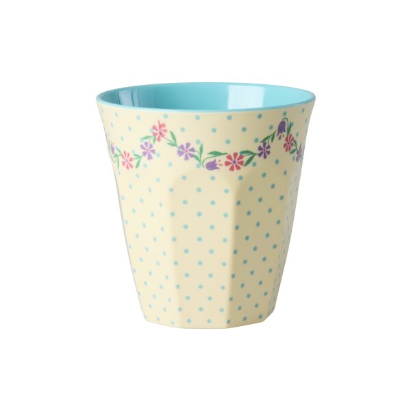 Rice Melamin Becher - Creme - Dots and Flowwers Motiv 250ml