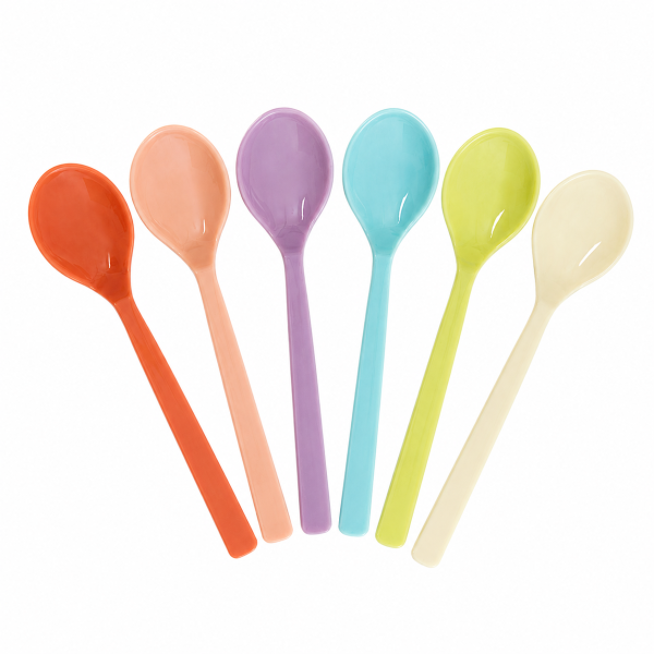 Melamin Teelöffel Set 14,5cm Bunt Pastell - leichte Joghurtlöffel