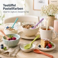 Melamin Löffel 6er Set 14,5cm Bunt Pastell - Teelöffel für Dessert