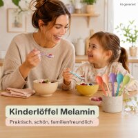 Melamin Löffel 6er Set 14,5cm Bunt Pastell - Teelöffel für Dessert