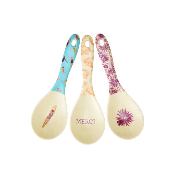 Rice Melamin Salatlöffel Set 3er - Schwimmer & Blumen Print