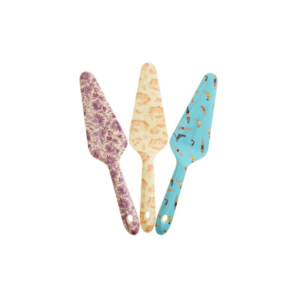 Rice Melamin Tortenheber - Schwimmer & Blumen Print 3er-SET