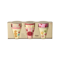 Rice Melamin 6er-SET Becher Medium - Ocean Print Rot