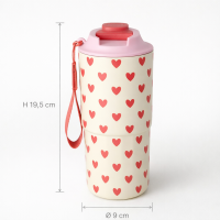 Rice Edelstahl Trinkflasche 550 ml – Herz Print Creme – BPA-frei & auslaufsicher