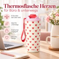 Thermobecher Herzen 550ml Creme Crème - Edelstahl Thermobecher