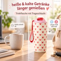 Thermobecher Herzen 550ml Creme Crème - Edelstahl Thermobecher