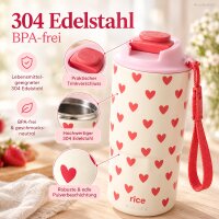 Thermobecher Herzen 550ml Creme Crème - Edelstahl Thermobecher