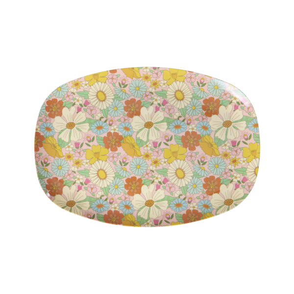 Rice Melamin Teller Rechteckig - Flower Power Bunt 30 x 22 cm