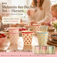 Melamin Becher 250ml Bunt - Herzchen Trinkbecher Medium 6er Set