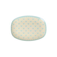 Rice Melamin Teller Rechteckig - Herz Print Türkis 23 x 16,5 cm