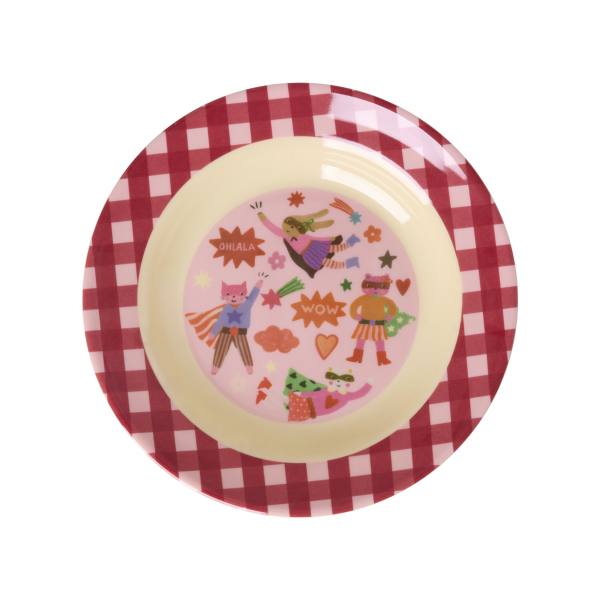 Rice Melamin Tiefer Kinderteller - Super Hero Rot 250ml