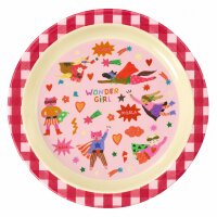 Melamin Kinderteller 20cm Rot Vichy-Rot Essteller mit...
