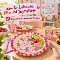 Melamin Kinderteller 20cm Rot Vichy-Rot Essteller mit Superheldenmotiv