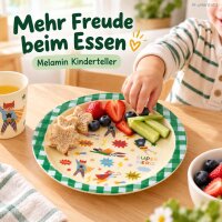 Bruchsicherer Kinderteller 20cm Grün Creme Melamin flach mit Motiv