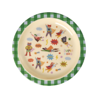 Rice Melamin Flacher Kinderteller - Super Hero Grün 350ml