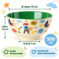 Melamin Kinderschale 500ml Grün Super Hero Kinderschüssel für Müsli