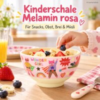 Melamin Kinderschale 200ml Rosa Super Hero Schale für Alltag und Kita