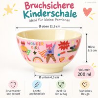 Melamin Kinderschale 200ml Rosa Super Hero Schale für Alltag und Kita