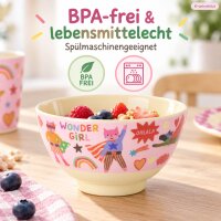 Melamin Kinderschale 200ml Rosa Super Hero Schale für Alltag und Kita