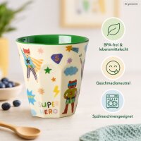 Melamin Kinderbecher 250ml Grün - Superhelden Trinkbecher für Kita