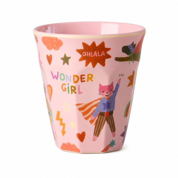 Melamin Kinderbecher 250ml Rosa - Pastellrosa Trinkbecher mit Motiv