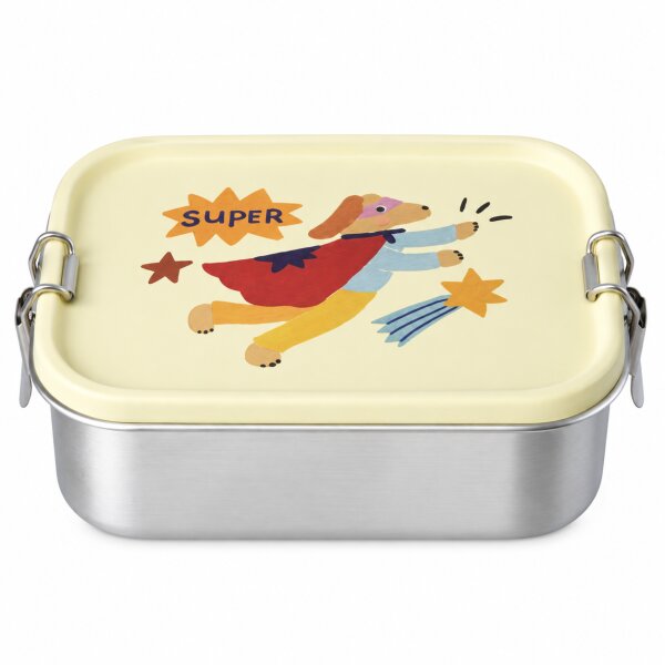 Edelstahl Lunchbox Kinder 17x12x6cm Creme Pausenbox Metall