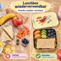 Edelstahl Lunchbox Kinder 17x12x6cm Creme Pausenbox Metall