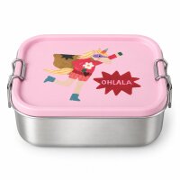 Brotdose Kinder 17x12x6cm Rosa Pastellrosa Edelstahl mit...