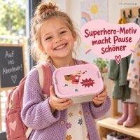 Brotdose Kinder 17x12x6cm Rosa Pastellrosa Edelstahl mit Motiv