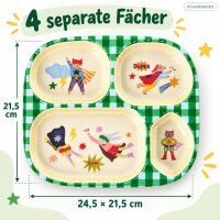 Unterteilter Babyteller 24,5x21,5cm Grün - Melamin Esslernteller