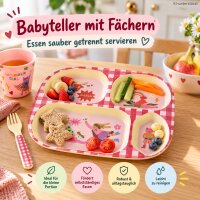 Babyteller unterteilt 24,5x21,5cm Rot Rosa Melamin mit 4 Fächern