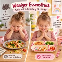 Babyteller unterteilt 24,5x21,5cm Rot Rosa Melamin mit 4 Fächern