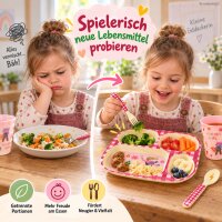 Babyteller unterteilt 24,5x21,5cm Rot Rosa Melamin mit 4 Fächern