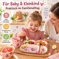 Babyteller unterteilt 24,5x21,5cm Rot Rosa Melamin mit 4 Fächern