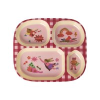 Rice Melamin Babyteller 4er-Einteilung Super Hero Print Rot