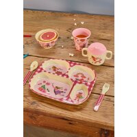 Rice Melamin Babyteller 4er-Einteilung Super Hero Print Rot