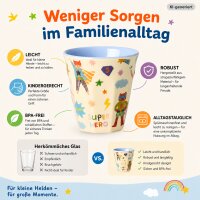 Kleiner Kinderbecher 160ml Blau hellblau Melamin Superheld Trinkbecher