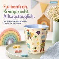 Kleiner Kinderbecher 160ml Blau hellblau Melamin Superheld Trinkbecher
