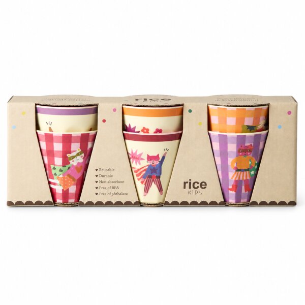 Melamin Kinderbecher 250ml Bunt Super Hero Rot bruchsicher 6er Set