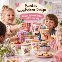Melamin Kinderbecher 250ml Bunt Super Hero Rot bruchsicher 6er Set