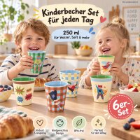 Melamin Becher Kinder 250ml Bunt Blau - 6er Set Kindergeschirr Kita