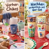 Melamin Becher Kinder 250ml Bunt Blau - 6er Set Kindergeschirr Kita